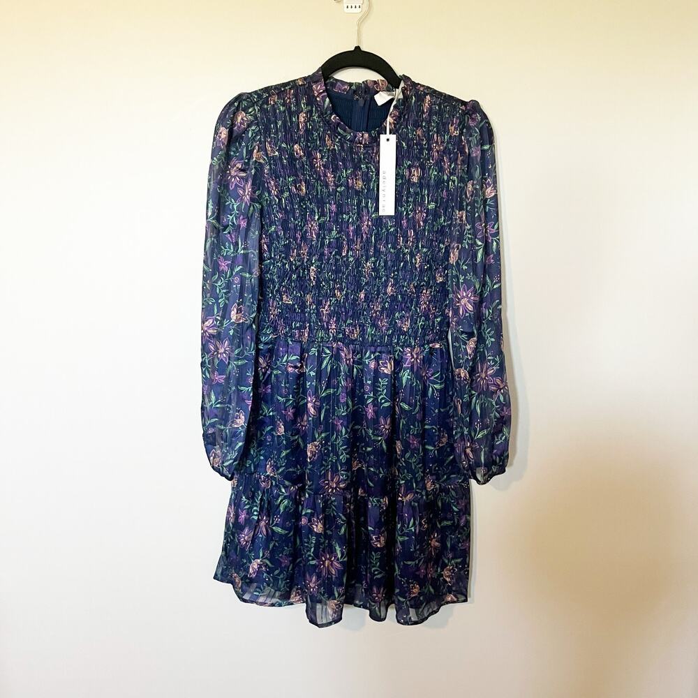 Adelyn Rae Darlene textured smocked floral dress women’s medium‎ nwt